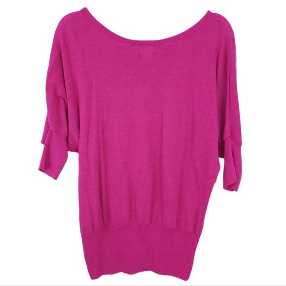 Mossimo Short Sleeve Crewneck Sweater Medium Pink Barbiecore Lightweight Sweater - Picture 2 of 4